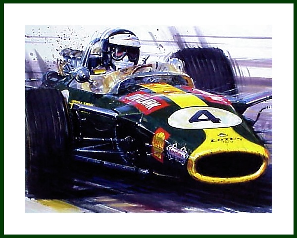 Jim Clark Close Up POSTER Lotus 49 Kyalami Formel 1 1968