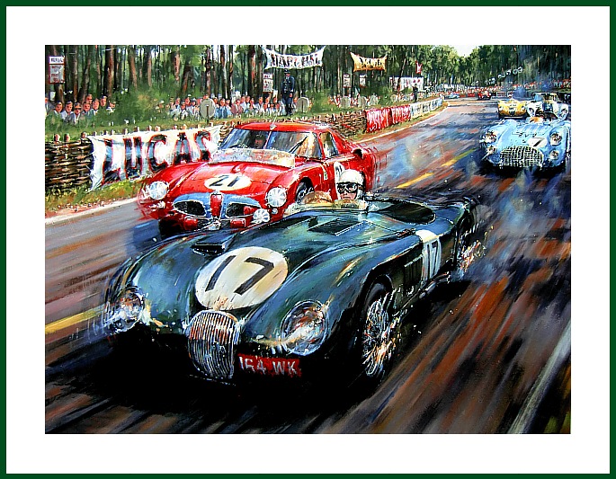 Poster Le Mans 1953 Jaguar C Type Moss P2 signed