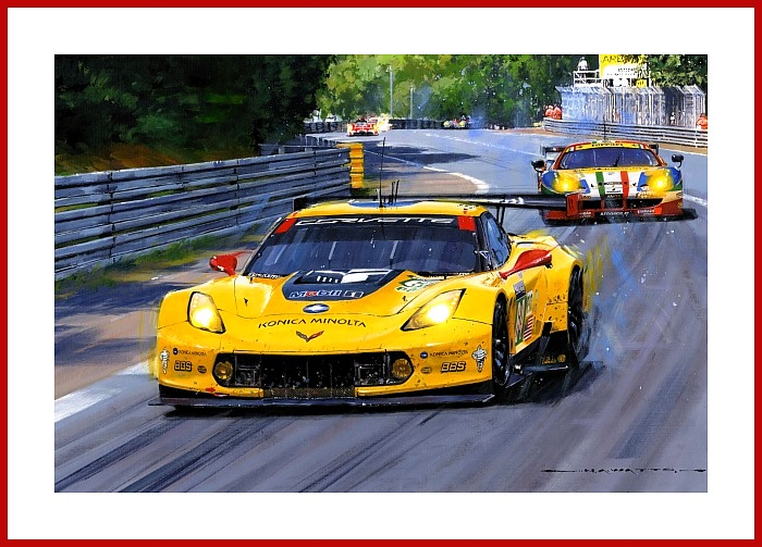 Poster Le Mans 2015 Chevrolet Corvette C7R Sieg - signierte Auflage
