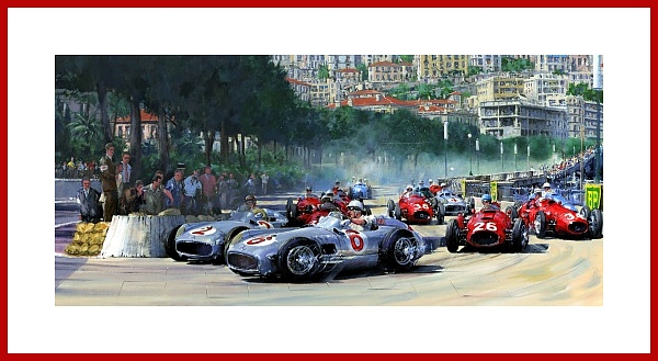 Mercedes Ferrari Maserati F1 Poster Monaco 1955