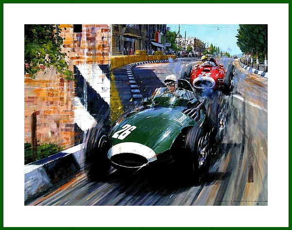 Poster Bild Foto Moss 1957 Vanwall F1 GP Pescara
