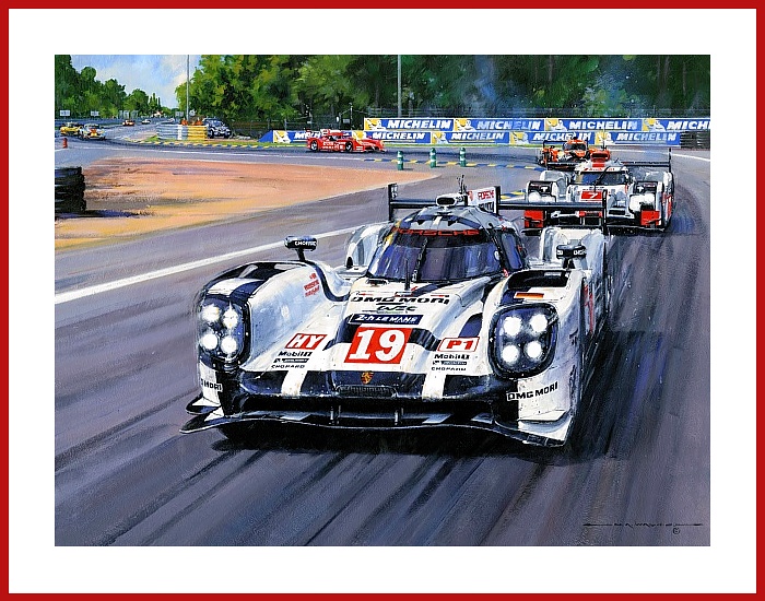 Porsche 919 Le Mans Poster 2016 Sieg mit 8 Signaturen Rennpiloten