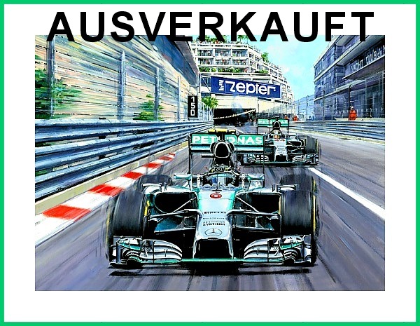 Poster Rosberg Hamilton Mercedes F1 Monaco GP 2014