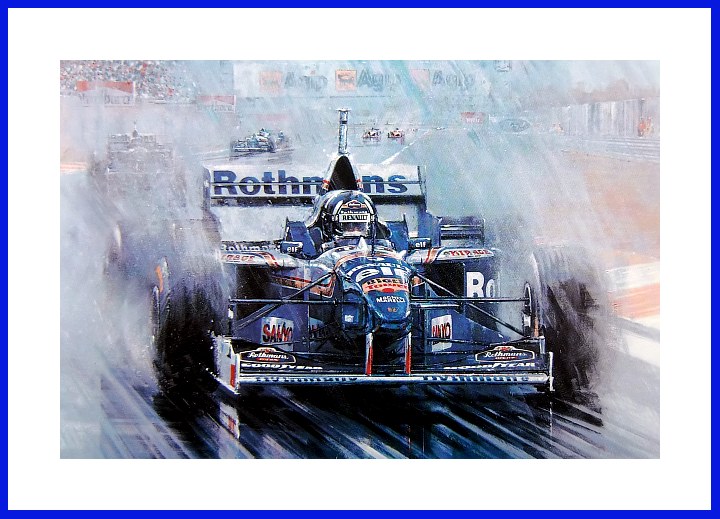 Damon Hill POSTER F1 Regenrennen Williams 1996