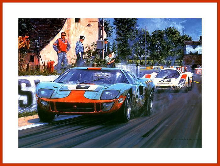 Poster Kunstdruck Ford GT 40 Gulf Le Mans Sieg 1969 Ickx Redman mit 5 