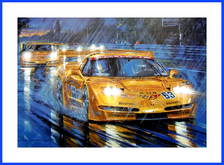 Poster Chevrolet Corvette Le Mans GT Sieg 2001