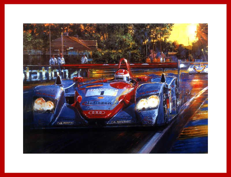 Poster  Le Mans Sieg 2002 im Audi R8R mit 7 Signaturen