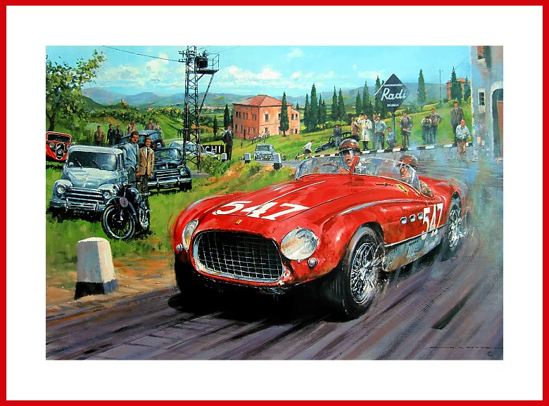 POSTER Mille Miglia 1953 Ferrari 340 MM Vignale Spyder