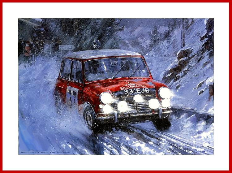 Poster Mini Cooper Rallye Monte Carlo 1964 Autogramm Paddy Hopkirk John Cooper