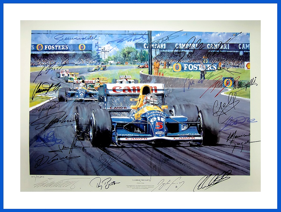 1992 Poster signed Ayrton Senna Autograph Michael Schumacher Nigel Mansell 