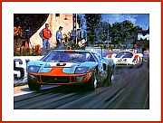 Ford GT 40 Le Mans 1969 POSTER Kunst Autogramm Ickx Oliver
